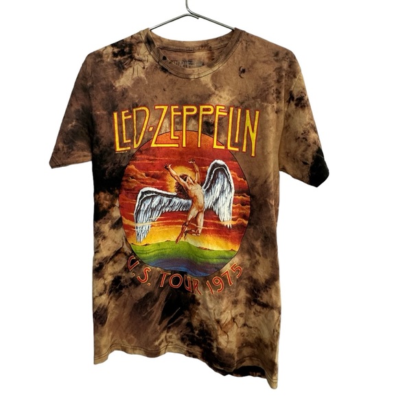 Led Zeppelin Other - Vintage Brown Tie Dye Rock Led Zeppelin 1975 World Tour Men’s M T-Shirt MINTY